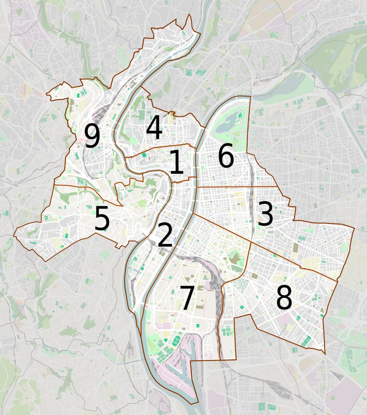 peta Lyon kejiranan