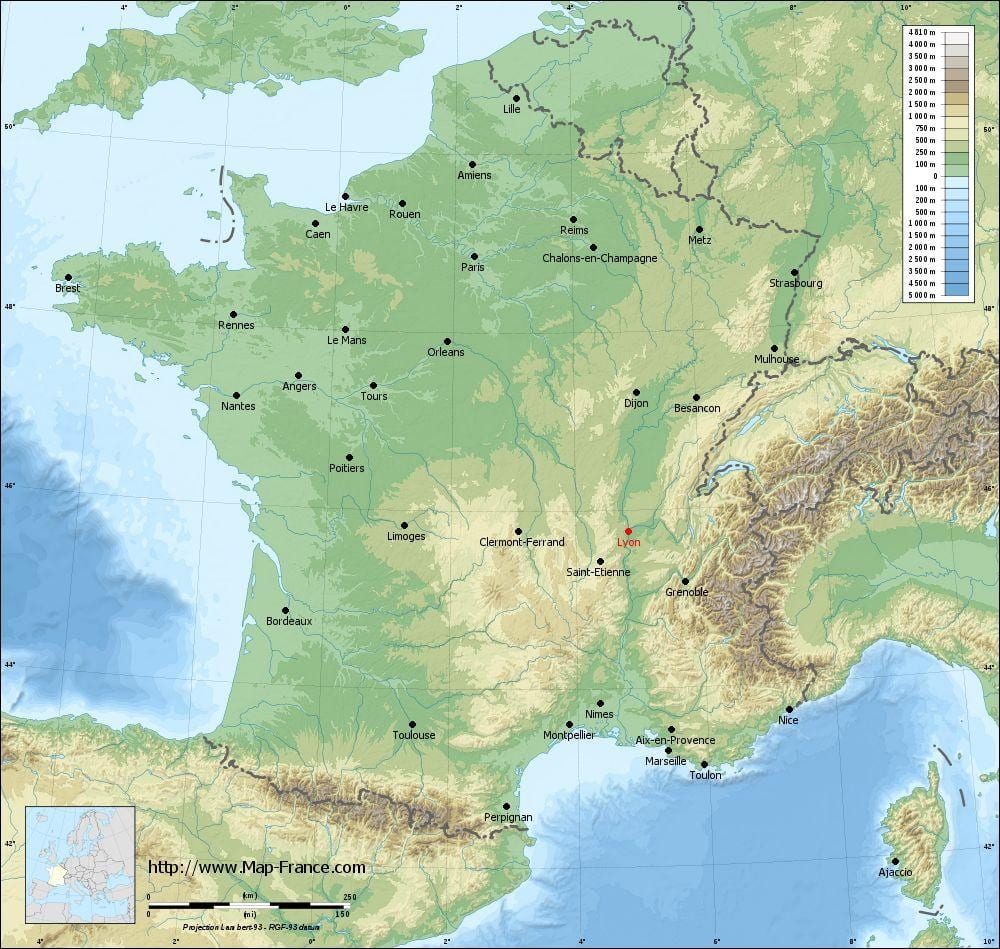 Lyon perancis peta bandar
