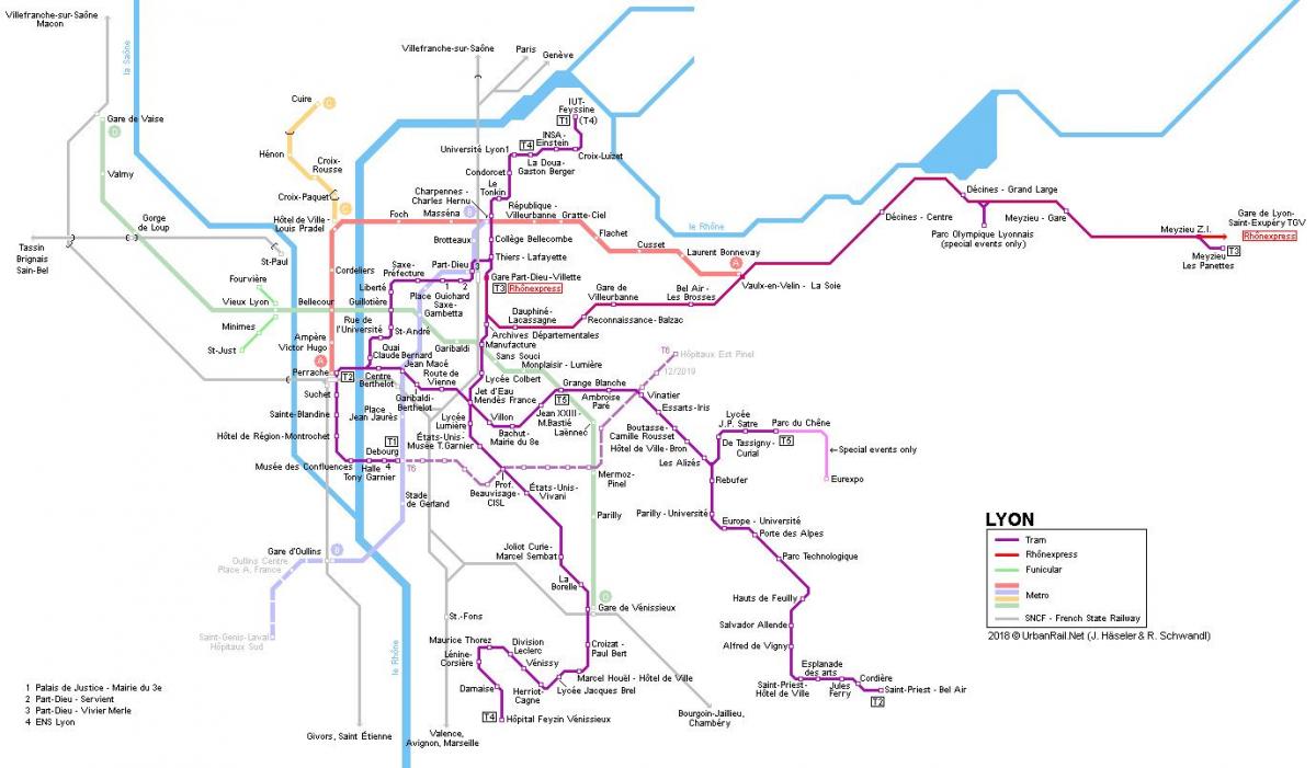 Lyon peta kereta api