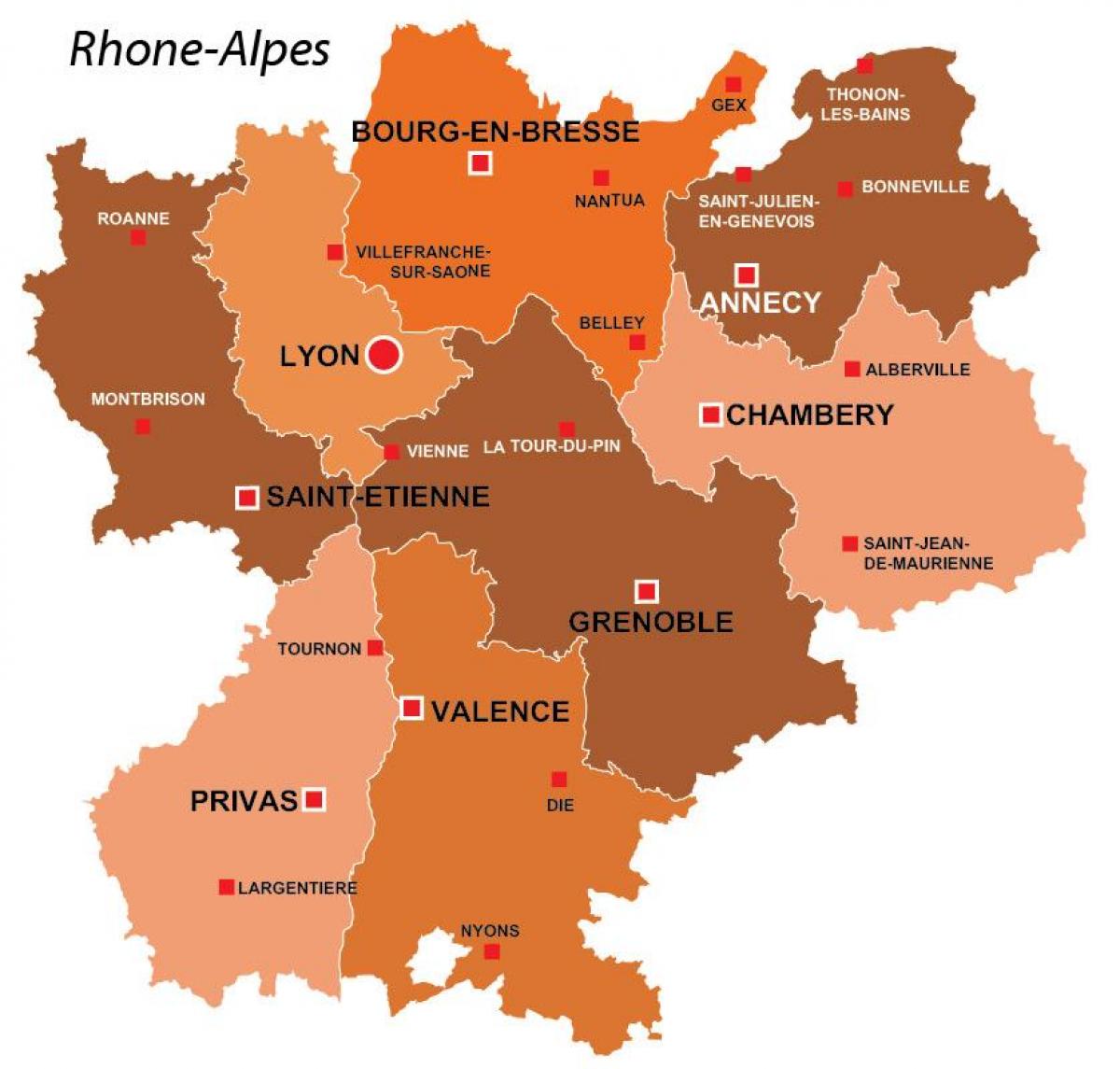 Lyon wilayah perancis peta