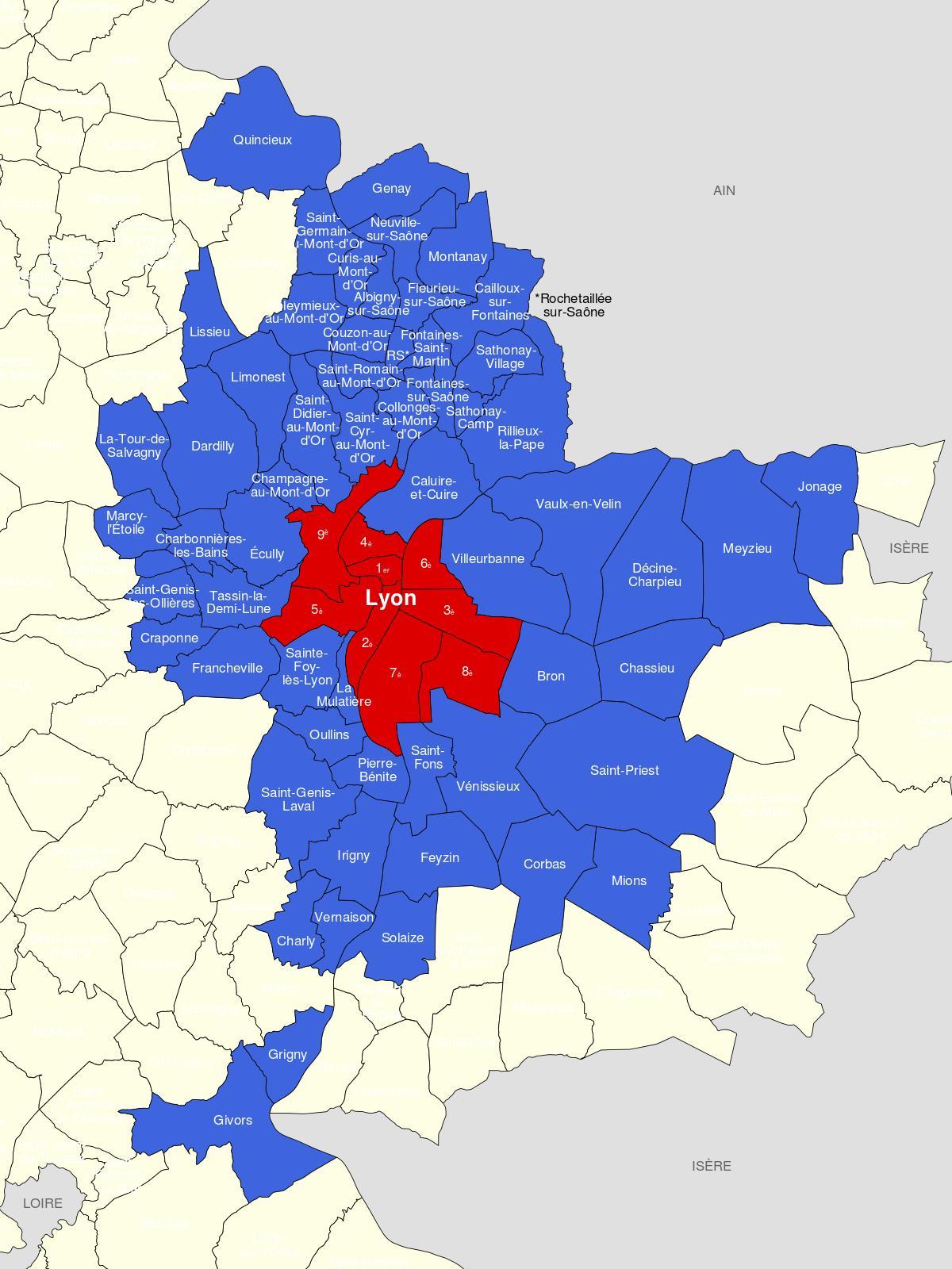 peta Lyon kawasan